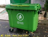 nơi bán thùng rác nhựa hdpe nhập khẩu giá rẻ nhất, thùng rác công nghiệp 240L màu xanh lá, thùng rác 660L